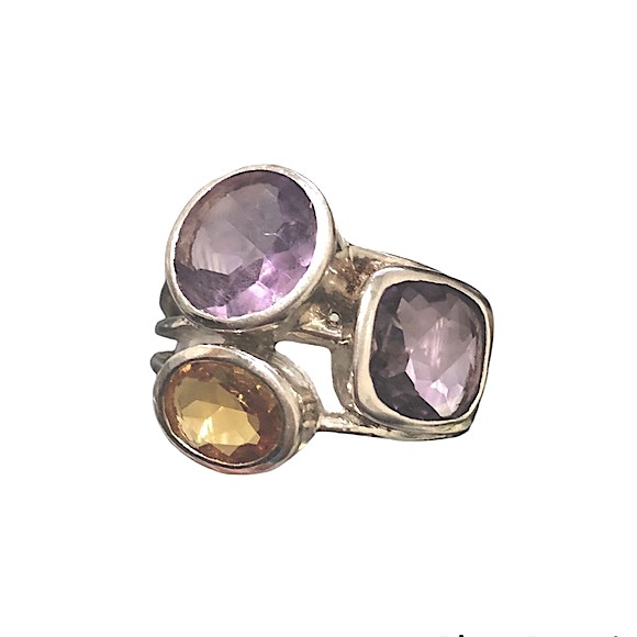 Amethyst and Citrine Sterling Silver Ring - Picture 1 of 2